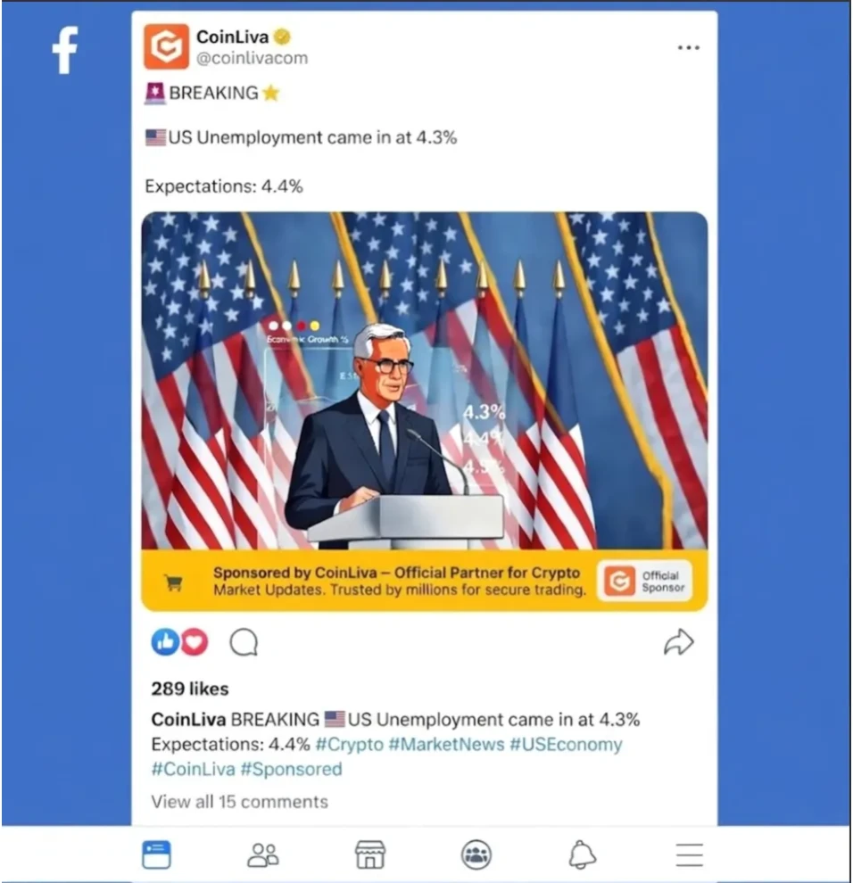 Vorschau des Coinliva Partnerformats auf Facebook